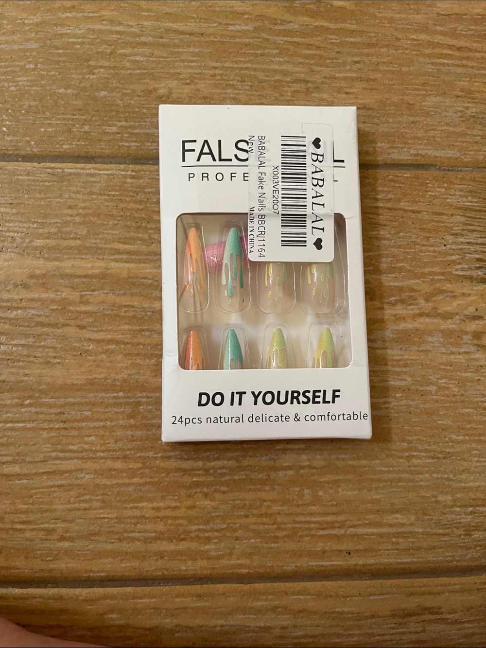Do It Yourself Press-On Nails in Multicolor Drip Design